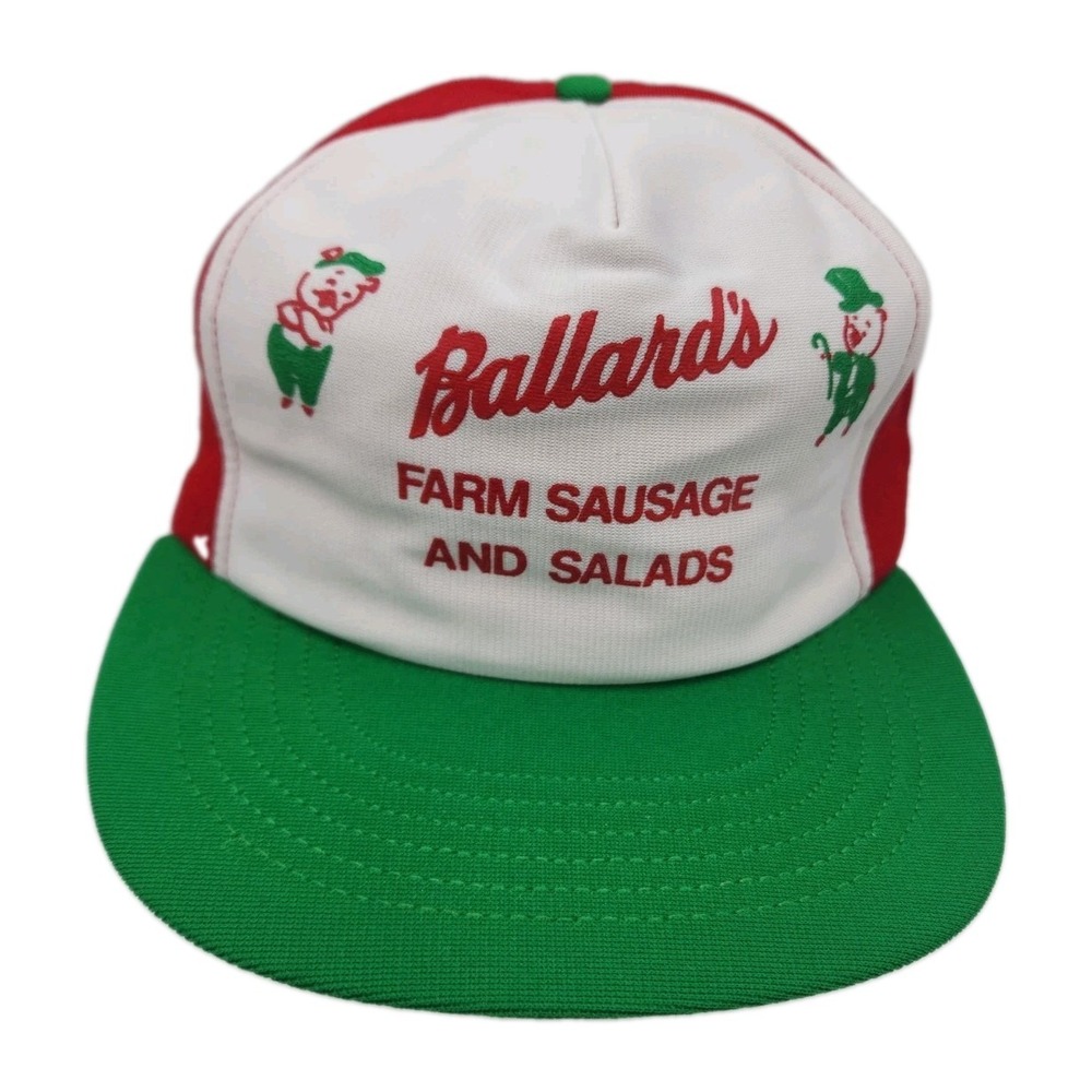 Vintage 80s 90s Ballard's Farm Sausage And Salads Snapback Trucker Hat